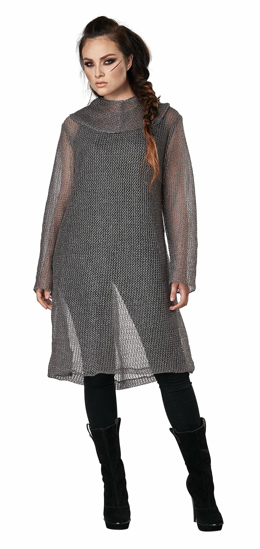 Metallic Knit Chainmail With Tunic And Cowl | Adult - Image 2