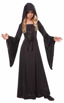 Black Hooded Robe Dress | Child