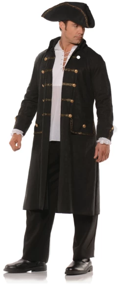 Black Pirate Captain Coat & Hat | Adult