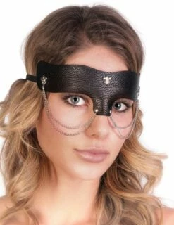 FLEUR-DE-LIS LEATHERETTE MASK WITH CHAINS