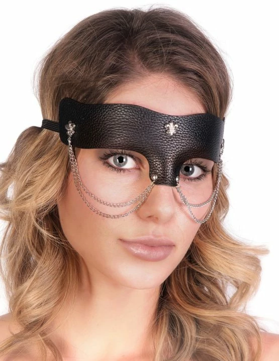 FLEUR-DE-LIS LEATHERETTE MASK WITH CHAINS