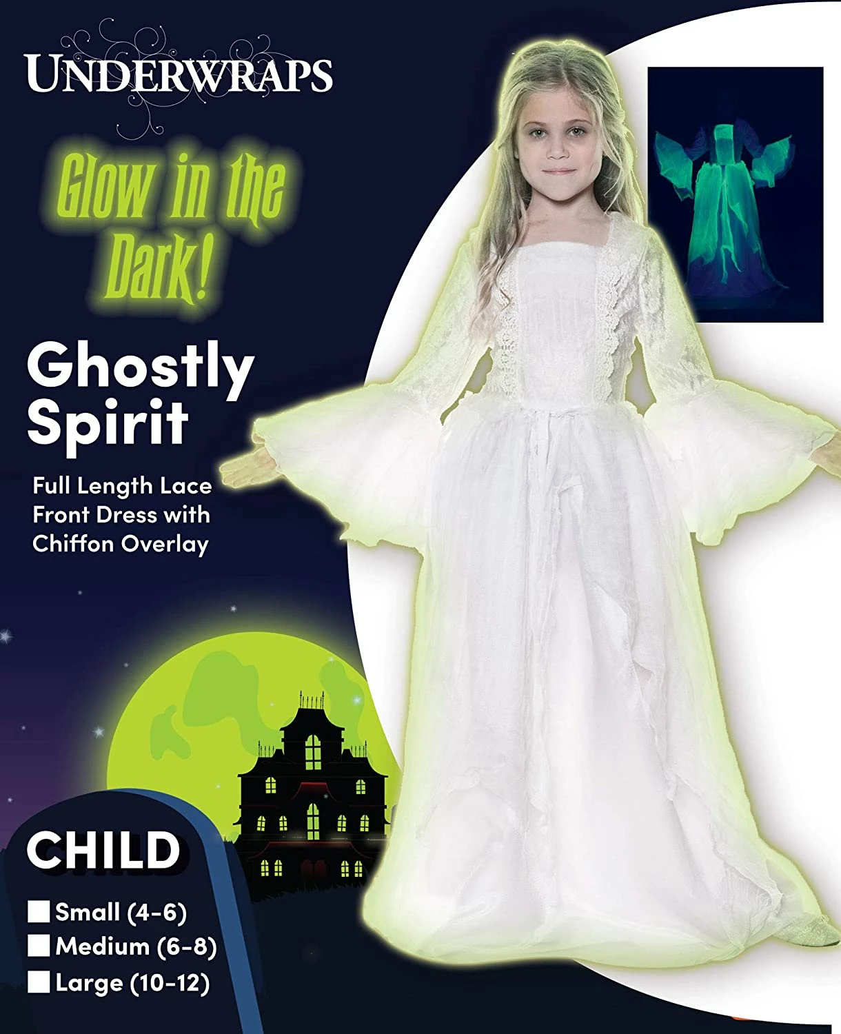 Ghostly Spirit Dress With Blacklight | Child