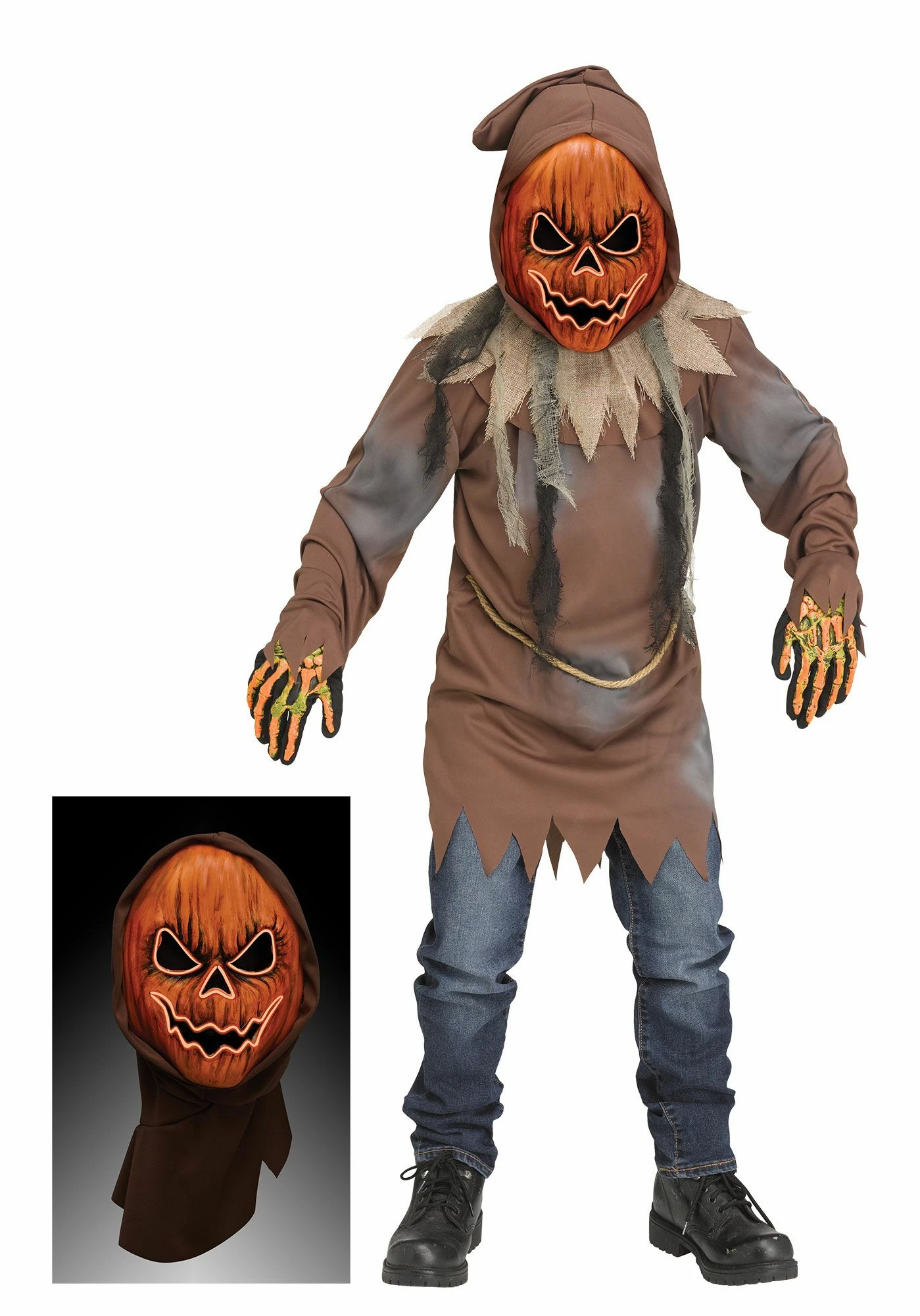 Fun World Light Up Evil Pumpkin Costume With Mask | Boys