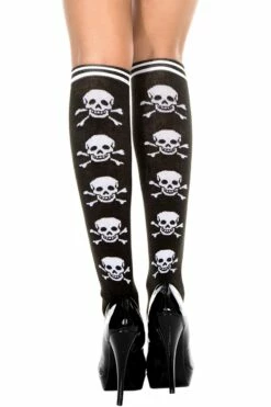 MUSIC LEGS Skull & Cross Bone Knee High Sock | Hosiery