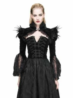 VINTAGE GOTHIC SHORT FEATHER CAPE