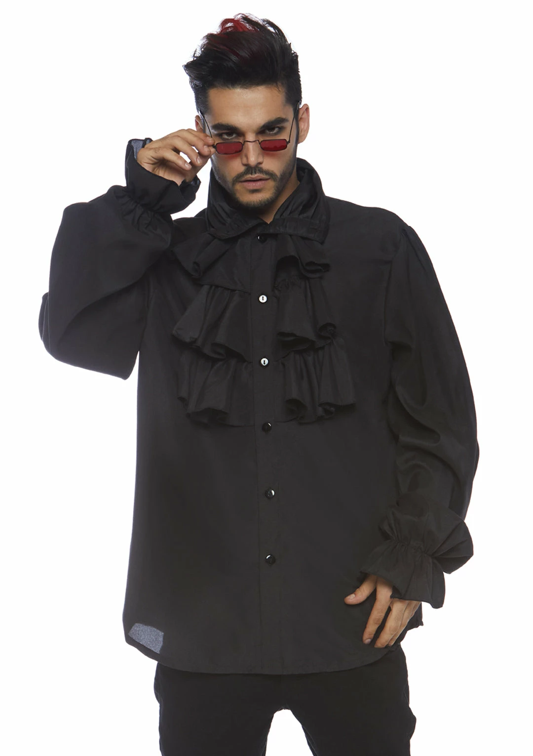 LEG AVENUE Black Men's Ruffle Front Costume Shirt