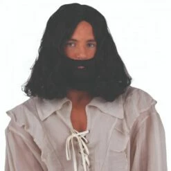 Black Wig & Beard Set