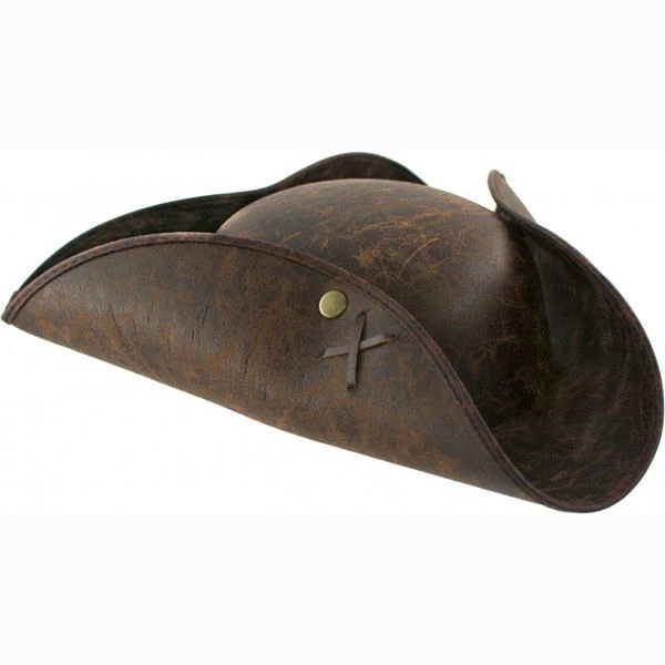 Distressed Faux Leather Tricorn Hat | Pirate - Image 2