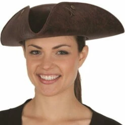 Distressed Faux Leather Tricorn Hat | Pirate