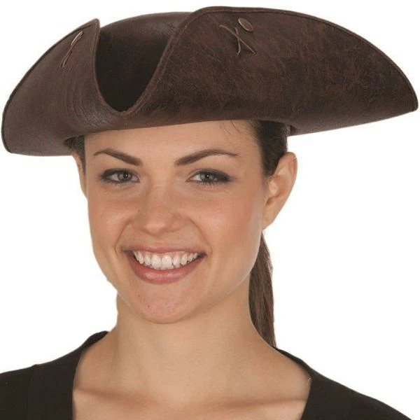 Distressed Faux Leather Tricorn Hat | Pirate