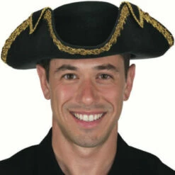 Felt Tricorn Hat Gold Trim - Jacobson Hat Co.