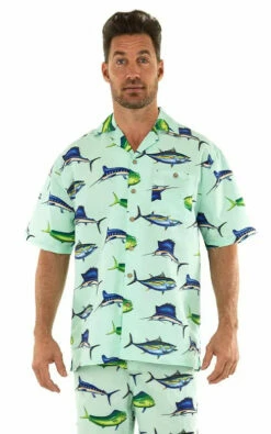 Green Fish Shirt Luau Shirt | Summer