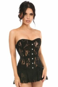 Black Sheer Lace Corset Dress | Daisy Corset
