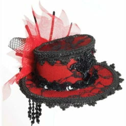 Mini Lace Hat Hair Clip - Red | Adult