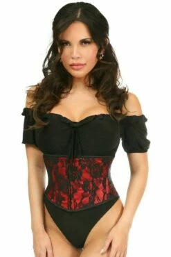 Lavish Red & Black Lace Overlay Mini Cincher